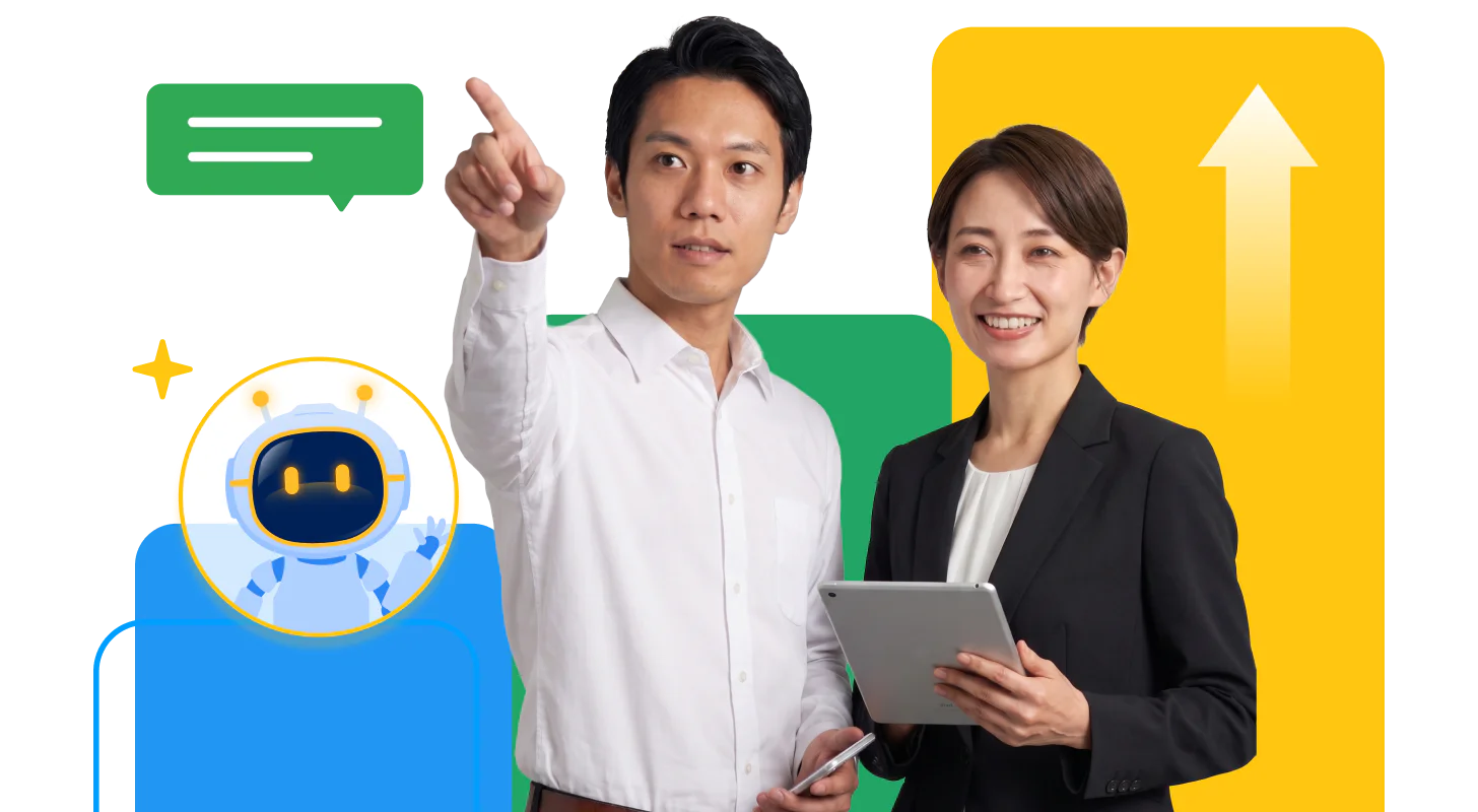 ライフサイエンス分野の大手バイオテクノロジー企業が、AIを活用して営業トレーニングのデジタル化を進めた導入事例のイラストです。