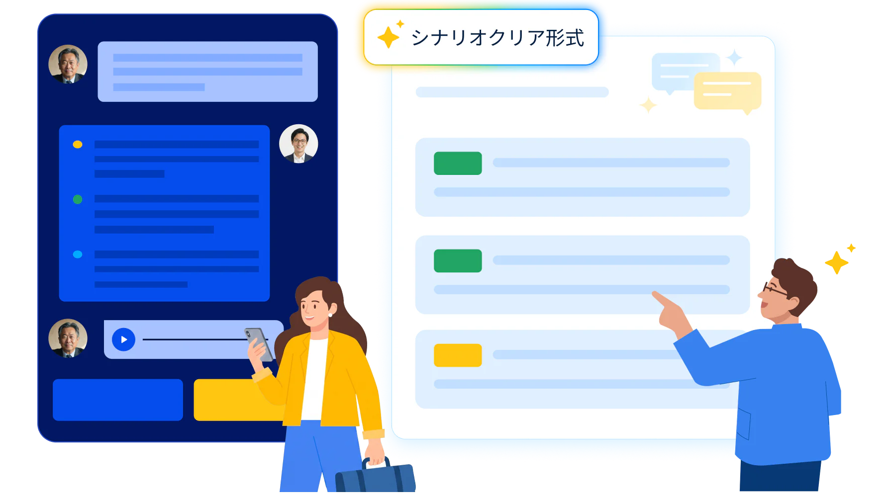 24時間いつでもどこでも練習できる利便性を示す、段階別のレベル一覧とチームのランキングを表示したモバイル画面です。